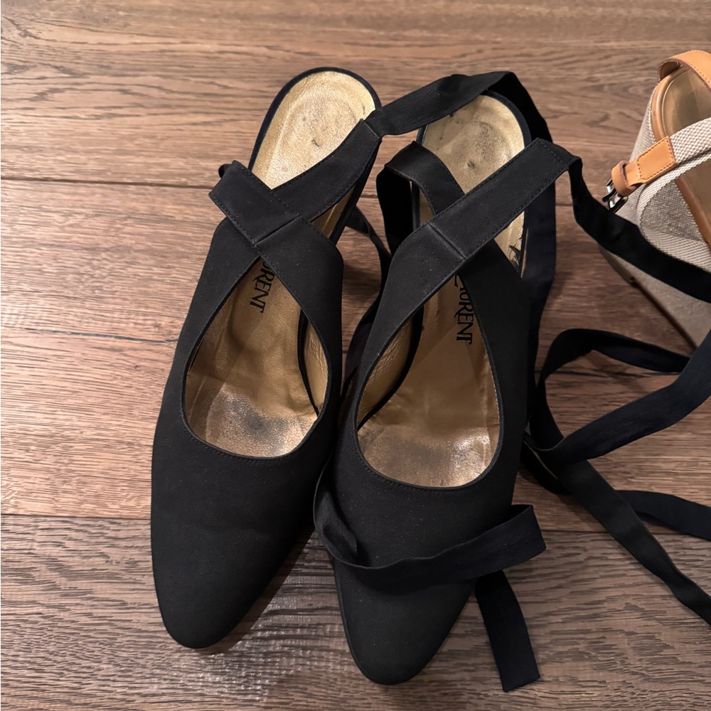 YSL Elegant Black Slingback Heels